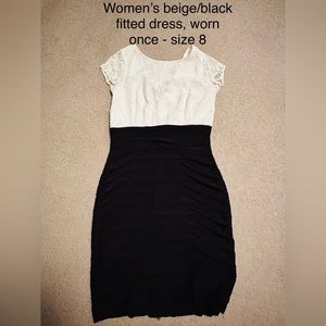 Women’s fitted beige/black dress